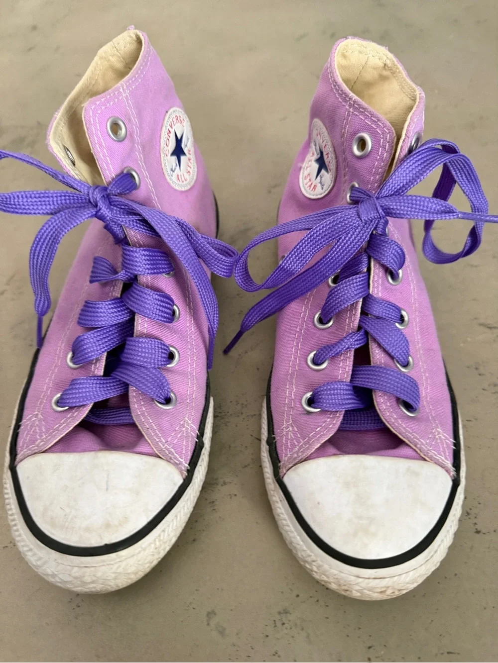 Converse Lavender Canvas High-Tops with Purple Laces